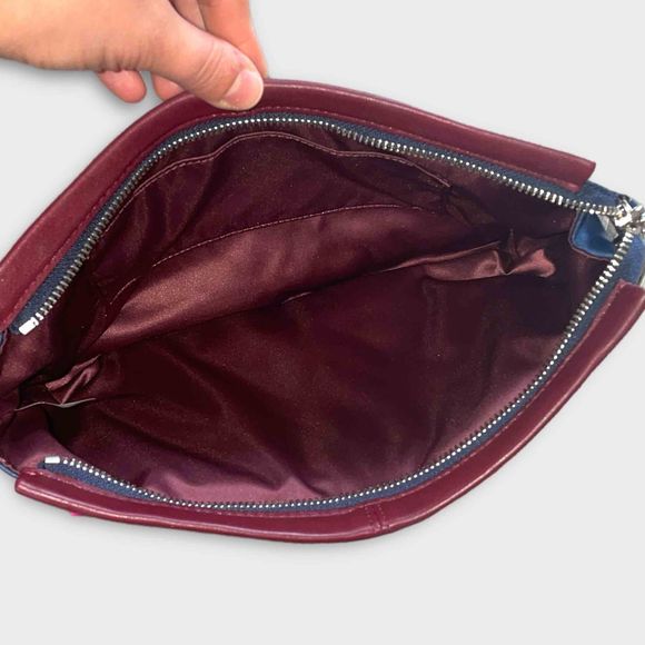 Coach Park quilted large leather clutch burgundy multi F50147 - Picture 5 of 10